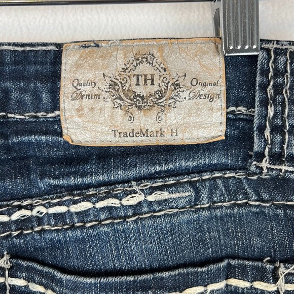 TradeMark H Embellished Jeans Womens‎ 7/8 29 Dark Wash Denim Straight - Picture 4 of 10